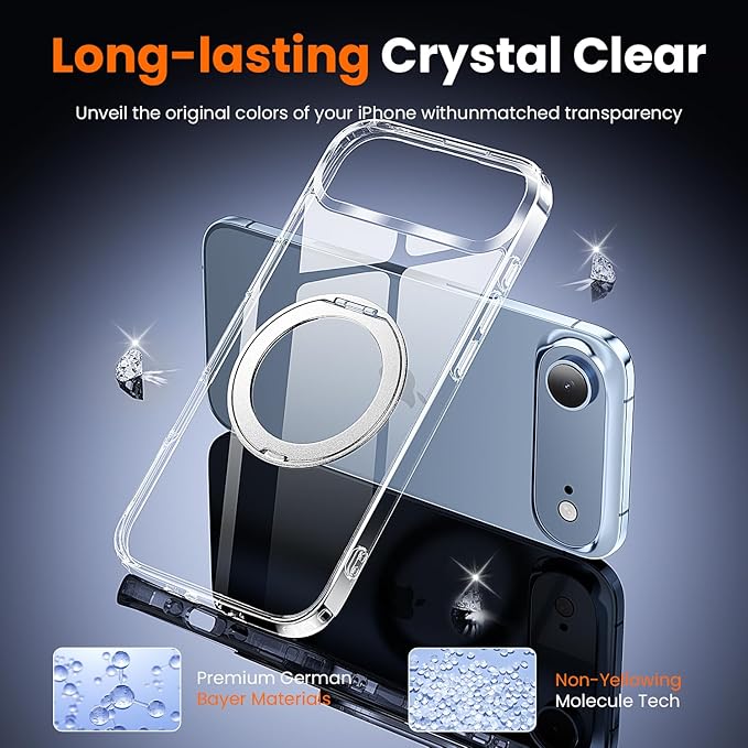 toushion 3 in 1 for iPhone Air Case Stand |Build in Kickstand,Screen Protector *1 & Camera Lens Protector*1, Not Yellowing, Fits MagSafe, Military-Grade Protection