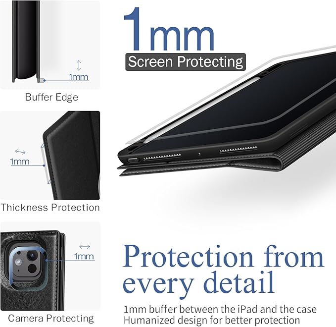 Antbox for iPad Pro 13 Inch Case M5 2025/M4 2024, Built-in Pencil Holder, Supports Pencil Pro/(USB-C), Auto Sleep/Wake Function PU Leather (Black)
