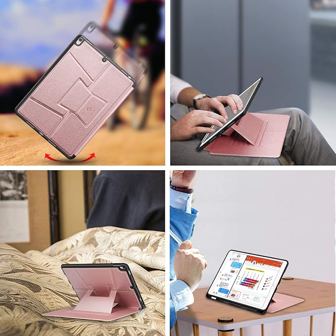 Fintie Magnetic Stand Case for iPad Air 10.5" (3rd Generation) 2019 / iPad Pro 10.5" 2017, Multi-Angle Viewing Rugged Soft TPU Back Cover with Pencil Holder, Auto Wake/Sleep, Rose Gold