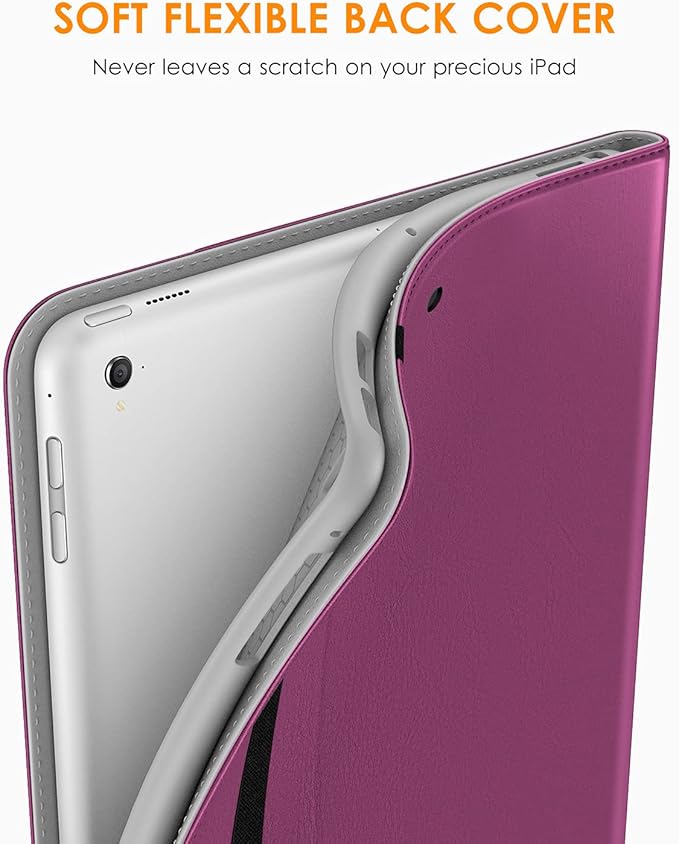 DTTO for iPad 9.7 Inch 5th/6th Generation 2018/2017 Case with Apple Pencil Holder, Premium Leather Folio Stand Cover Case for Apple iPad 9.7 inch, Also Fit iPad Pro 9.7/Air 2/Air - Purple