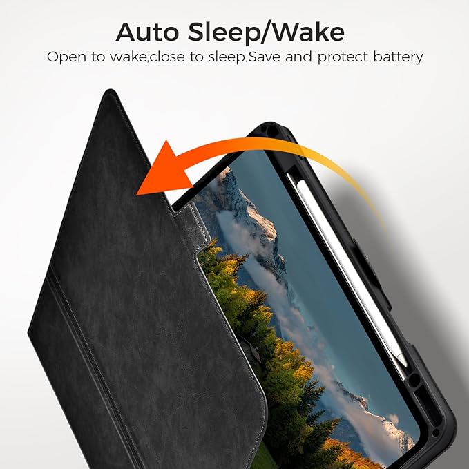 Slim Case for iPad Pro 13 Inch M5/M4 (2025/2024) A3360/A3361/A2925/A2926 with Pencil Holder,Lightweight Cover,Magnetic Closure,Multi Angle Stand,Typing Angle,Auto Sleep/Wake,Black