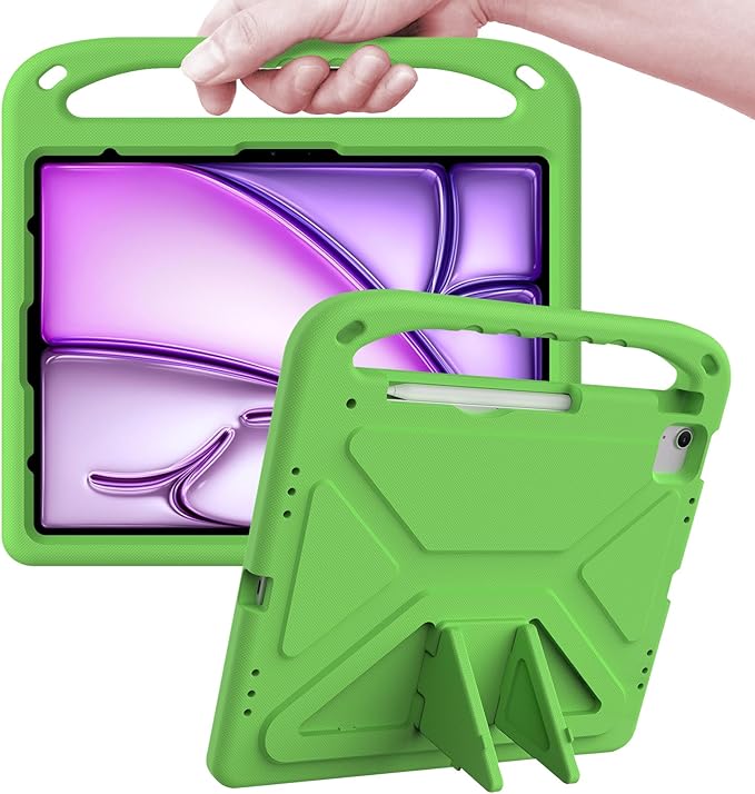 ATOOZ Kids Case for iPad air 13 inch 2024 2025 2026 (M2 M3 M4) / iPad Pro 13 inch (M4 M5), Cover with Shockproof Handle Stand for iPad Pro 13 7th /8th Gen 13" Tablet (Green)