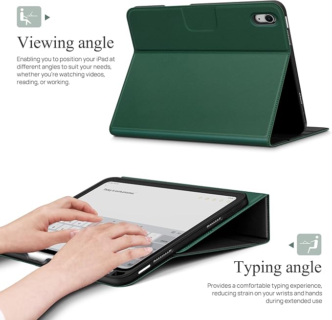 auaua Case for iPad mini 7 (A17 Pro), iPad mini 7th/6th Generation (2024/2021 8.3-inch), with Front Pocket Pencil Holder, Typing Angle Muti-Stand Magnetic Closure Auto Sleep/Wake (Green)