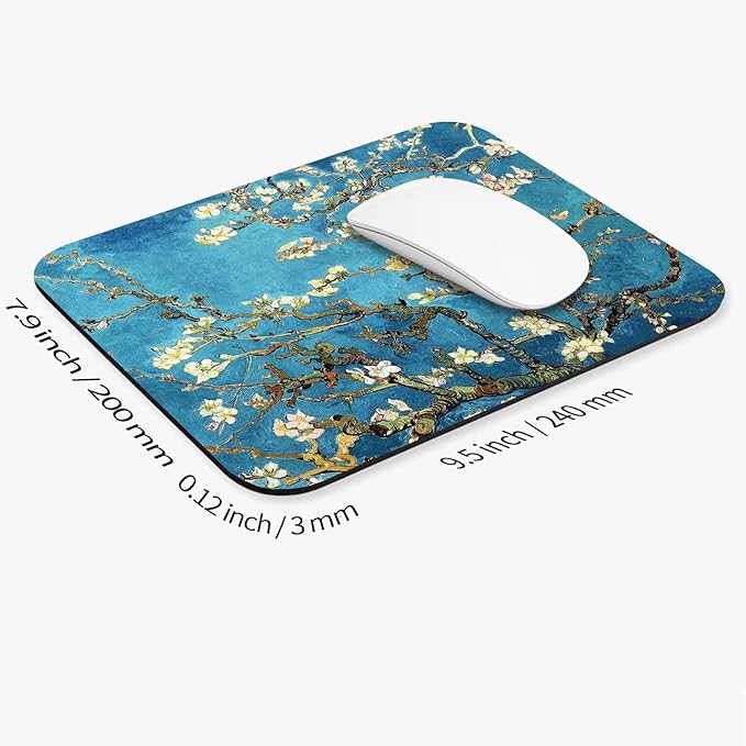 Square Mouse Pad Apricot Flower, Personalized Premium-Textured Custom Mouse Mat Design, Washable Mousepad Cloth, Non-Slip Rubber Base Computer Mouse Pads for Wireless Mouse