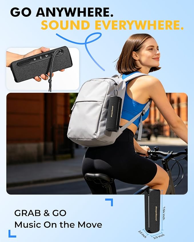 Portable Wireless Bluetooth Speaker, IP67 Waterproof Outdoor Speaker, Loud Bass, BT 6.0, 12H Playtime, RGB Colorful Lights, TWS Pairing & USB Playback, Rugged Built for Home, Beach, Pool Party, Shower