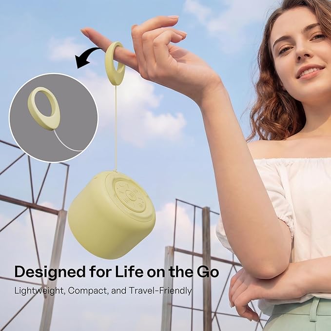 Bobtot Portable Bluetooth Speakers with Strap Easy to Carry, Wireless Waterproof Mini Speaker with Loud Stereo Sound, 20 Hours Playtime, Rechargeable Battery, Built-in Microphone, Beige