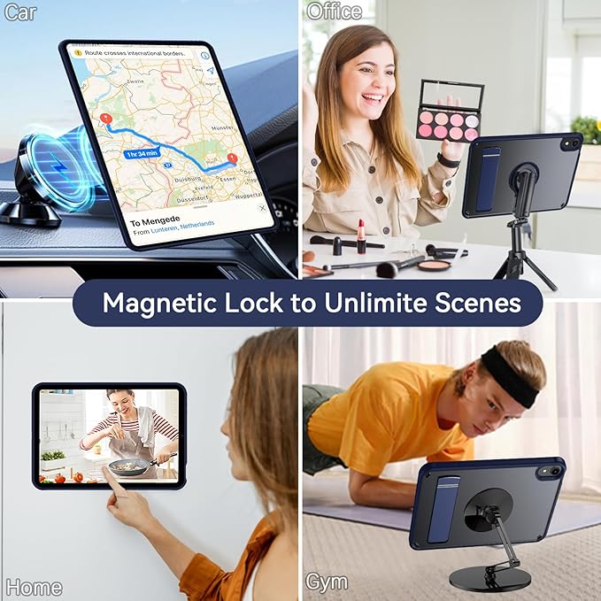 Telaso for iPad mini 7 A17 Pro 2024/iPad Mini 6 2021 Case, iPad mini 7th/6th Gen Magnetic Case with Invisible Portrait/Landscape Stand Translucent Matte Back Soft TPU Bumper Cover, Navy Blue