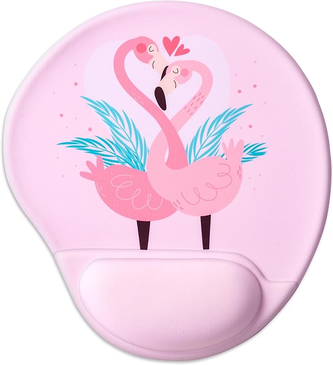 Ergonomic Mouse Pad with Wrist Support,Cute Mouse Pads with Wrist Rest,Comfortable Mouse Pad for Home Office Gaming Working Computers Laptop,Pain Relief with Non-Slip PU Base (Flamingo)