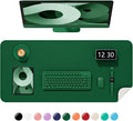 Desk Pad, 30" x 14" PU Leather Non-Slip Desk Mat Large Mouse Pad for Desktop, Waterproof Laptop Computer Writing Mat for Office, Home, Work, Gaming, Dark Green