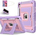 Kids Friendly Case for iPad A16 11th Generation 11 Inch 2025 / iPad 10th Generation 10.9" 2022 Case with Pencil Holder & Shoulder Strap, Hybrid iPad 11 10 Cover Rugged Shockproof Kickstand,Pink+Purple