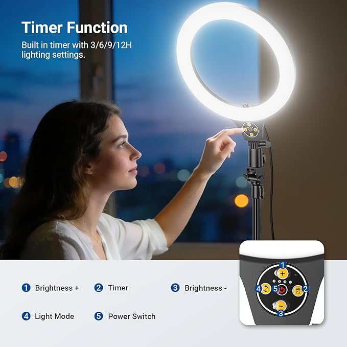 NEEWER ENTRY LEVEL VERSION 10.5" 10W Ring Light with 66" Tripod Stand, Overhead Phone Holder Mount Compatible with iPhone, Bi Color CRI85+ LED Selfie Lighting for TikTok Video Recording Streaming, N43