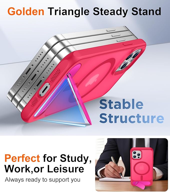 Magnetic Compatible with iPhone 12 Case & iPhone 12 Pro Case, [Built-in Invisible Kickstand][Compatible with MagSafe][Military Grade Shockproof] Slim Translucent Matte Phone Case 6.1"