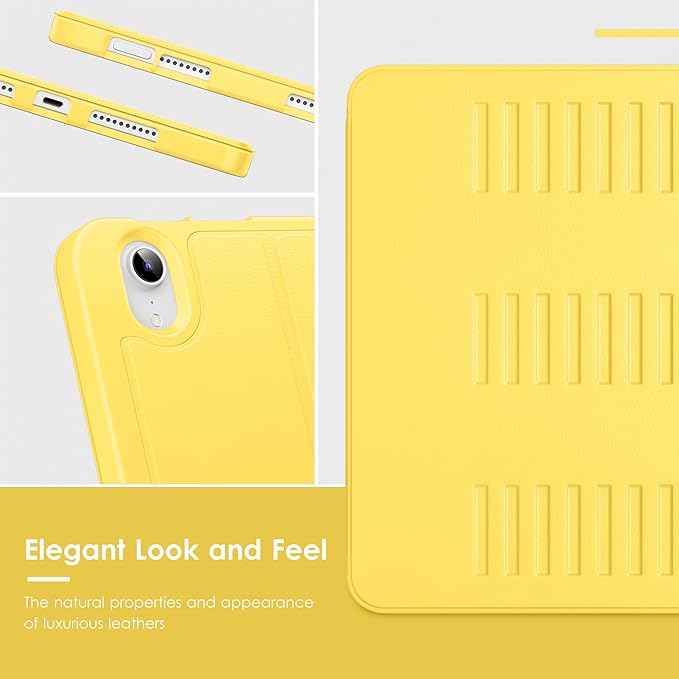 VIKESI Case for iPad mini 7 (A17 Pro) and iPad mini 6,Multiple Angles Magnetic Stand Cover,Shockproof Soft Back,Pencil Holder,and Auto Sleep/Wake,Yellow