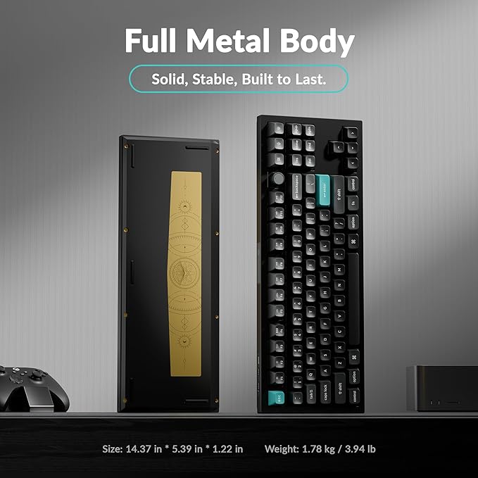Keychron Q3 Ultra Wireless Mechanical Keyboard 8KHz Polling Rate, TKL 2.4G/Bluetooth 5.3/Wired Up to 660 Hours Long Battery Life, Hot-Swappable Aluminum RGB Gaming ZMK for Mac/Windows/Linux-Black