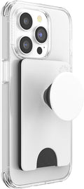 PopSockets Adhesive Phone Wallet and Card Holder with Grip, White - White Black