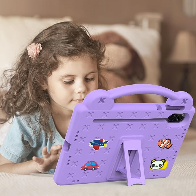 AKABEILA Compatible with Honor Pad X8a 2024/Pad X9 11 inch 2024/Infinix Xpad 11 inch X1101 2024 Tablet Case, Kids Shockproof Protective Case with Shoulder Strap & Stand Handle Light Purple