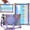 Tablet Case for TCL Tab 10 5G 10.1 Inch/TCL Tab 10S 9081X/9080G,Soft Anti-Stress Silicone Case with Rotate Stand/Pencil Holder/Shoulder Strap/Pen for TCL Tab 10.1 Inch (Colorful Purple)