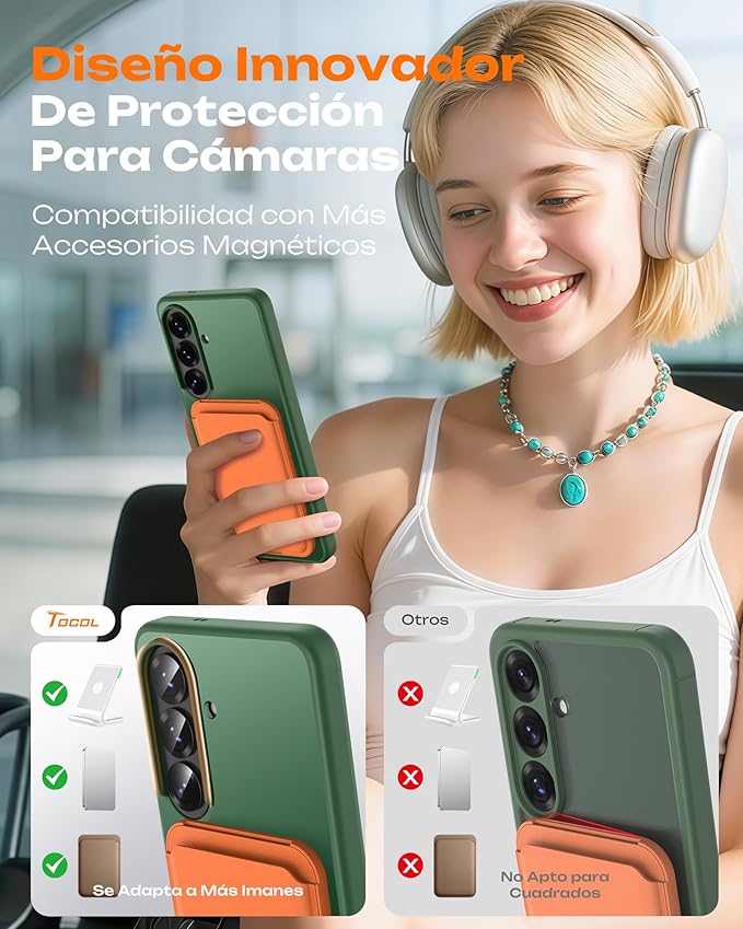 TOCOL for Samsung Galaxy S26 Case, Compatible with Magsafe, Full Camera Protection, Built-in Magnetic Ring, Drop Protection, Translucent Matte Phone Case for S26 6.3 inch (Alpine Green)