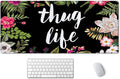 SSOIU Desk Mat, Extended Gaming Mouse Pad (35.5x15.7 in), Large Non-Slip Rubber Base Mousepad with Stitched Edges, Waterproof Keyboard Mouse Mat Desk Pad for Work, Game, Office, Home - Thug Life