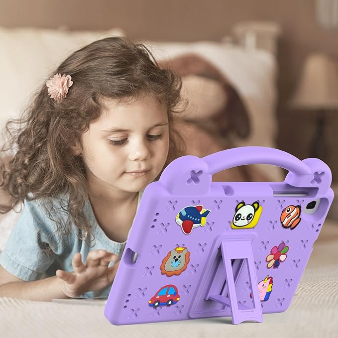 AKABEILA Compatible with Samsung Galaxy Tab A 10.1(2019)/Lenovo Tab M10 HD 2nd Gen/Tab K10/M10 Plus 10.3 inch Tablet Case, Kids Case with Shoulder Strap & Stand Handle Light Purple