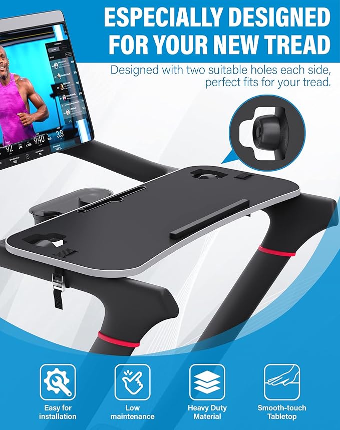 New Tread Laptop Tray, Treadmill Desk Tray, 36" Treadmill Tray Compatible with NEW Peloton Tread, Ergonomic Laptop Stand with Easy Mount Clamp, Walk While You Type, Walking Workstation for Home Office