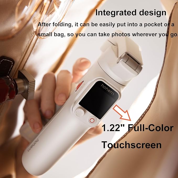 Hohem iSteady V3 Ultra Gimbal Stabilizer for iPhone Android Smartphone,Phone Gimbal with AI Tracking,Fill Light,Detachable Touchscreen Remote,Phone Stabilizer for Video Recording,YouTube Travel(White)