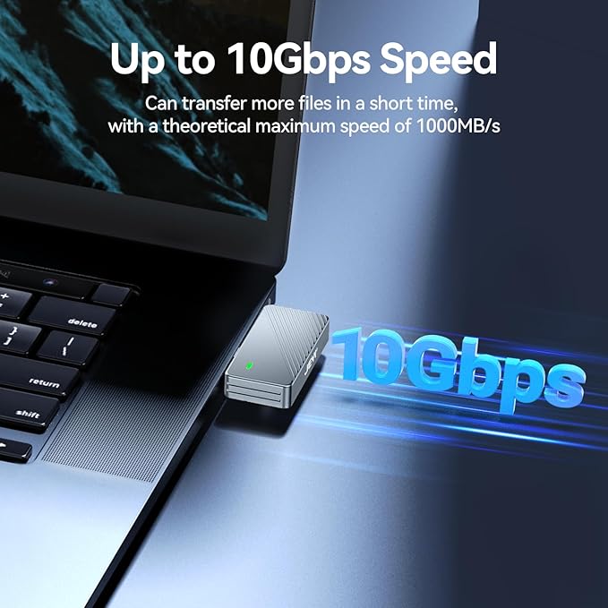 JEYI 2242/2230 M.2 NVME SSD Enclosure, USB C 10Gbps External Housing Adapter Case, Tool-Free Installation, Compatible with Windows/macOS/Linux