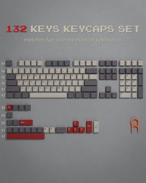Womier Double Shot PBT Keycaps Set 138 Keys, Cherry Profile Custom Keycaps 60 65 75 100 Percent for 61/64/68/84/87/100/104/108 Retro Gaming Mechanical Keyboard, Purple Gray
