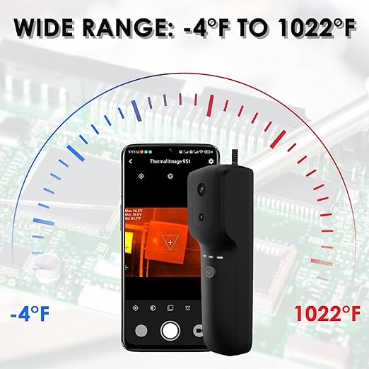 HOLDPEAK Wireless Thermal Imaging Camera for iOS/Android Phones, 256x192 IR Resolution with 1024x768 Visible Thermal Camera, -4°F to 1022°F Portable Heat Camera for Electrical Inspection, HVAC, Home