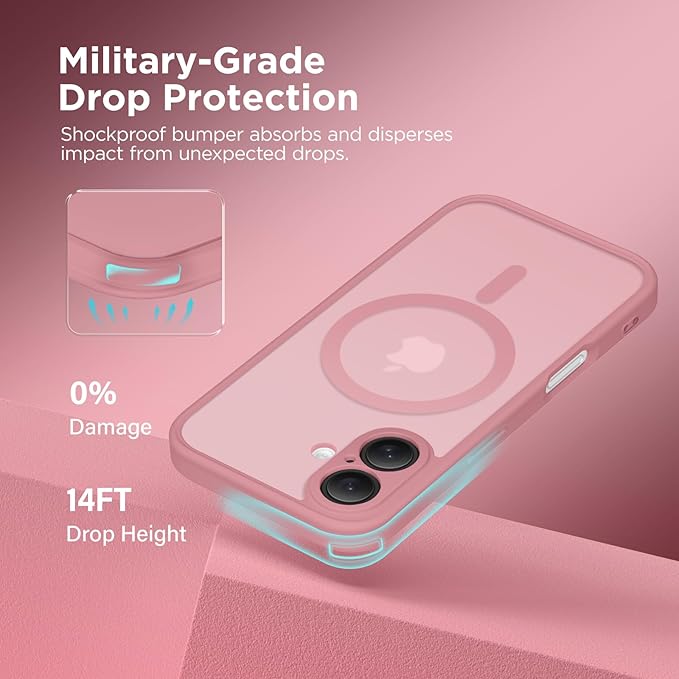 CAPRARO Magnetic Compatible with iPhone 16 Case, Upgraded [Full Camera Protection] [Compatible with MagSafe] Protective Translucent Matte Women Girl Phone Case Cover, Apricot Pollen