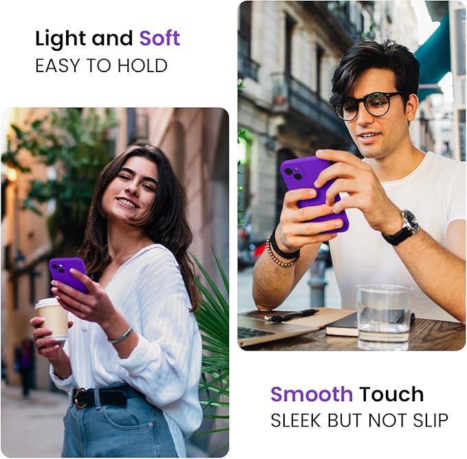 FireNova Designed for iPhone 14 Case, Silicone Upgraded [Camera Protection] Phone Case, Soft Anti-Scratch Microfiber Lining Inside, 6.1 inch, Neon Purple