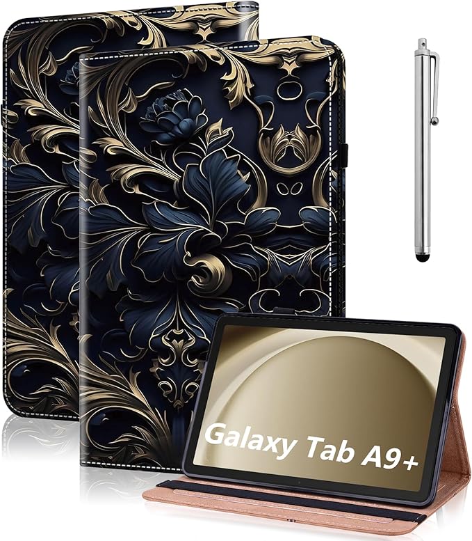 Case for iPad 6th / 5th Generation (2018 2017 Model, 9.7 Inch), iPad Air 2 (9.7 Inch) with Pen Holder & Card Slots, Premium PU Leather Flip Folio Kickstand Case - Blue Flower