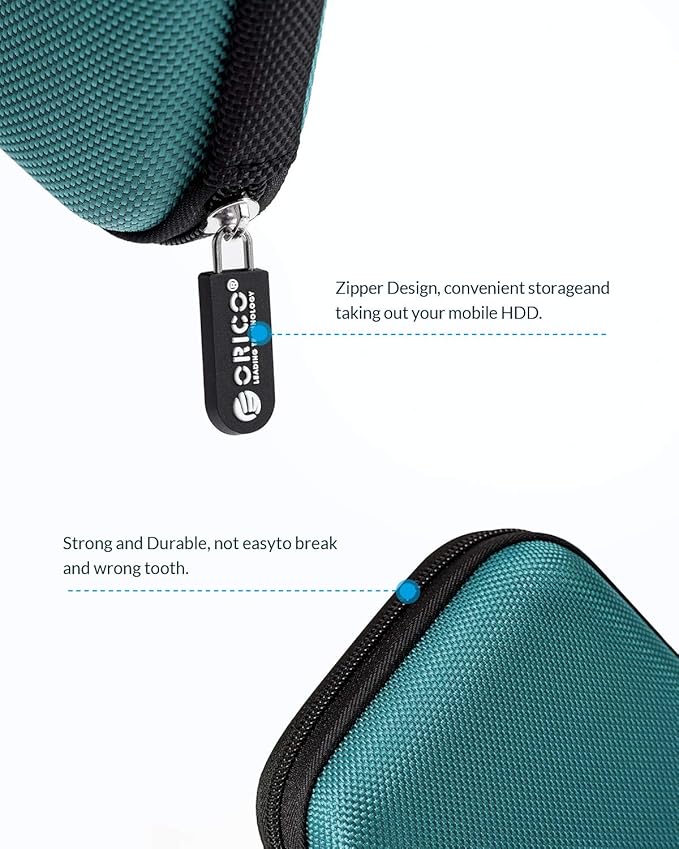 ORICO Hard Drive Case 2.5 inch External Drive Storage Carrying Bag Waterproof Shockproof with Inner Size 5.5x3.5x1.0inch for Organizing HDD and Electronic Accessories, Blue(PHD-25)