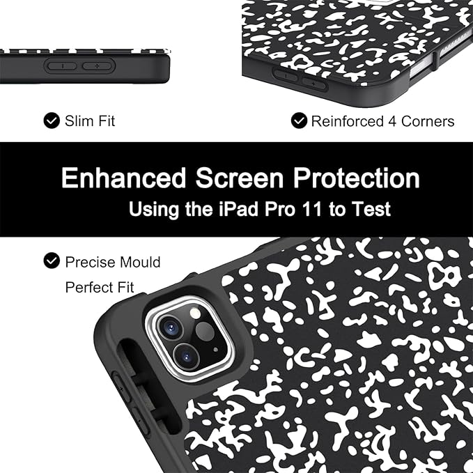 Soke for iPad Pro 11 Case (M2) 2022/2021/2020 with Pencil Holder - [Full Body Protection + Apple Pencil Charging + Auto Wake/Sleep], Soft TPU Back Cover for 2022 iPad Pro 11 inch(Book Black)