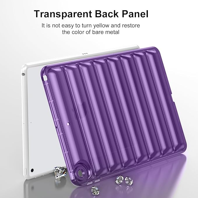 Case for iPad 9th/8th/7th Generation 10.2 inch 2021/2020/2019, Clear Shockproof Soft TPU Back Cover & Silicone Bumper Anti-Yellowing Lightweight Protective Shell for iPad 10.2 inch, Purple