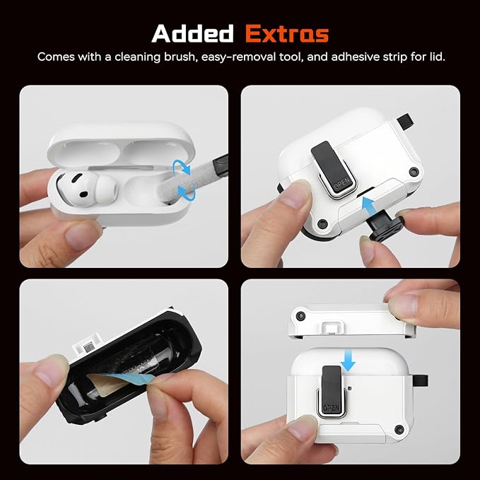 Inesore Compatible with AirPods Pro 3 Generation Case,Secure Lock & Phone Stand Design,Compatible with MagSafe,Automatic Snap Switch Secure Cover for New AirPods Pro 3rd (2025)-White