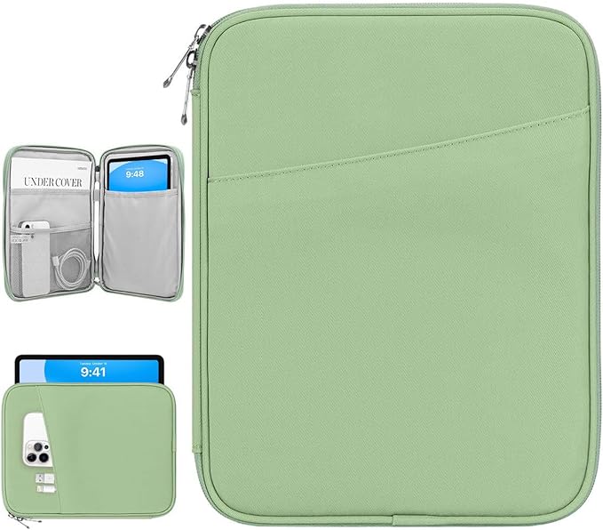 Dadanism 9-11" Tablet Sleeve Bag Carrying Case for iPad (A16) 11th Gen 11", iPad 10th Gen 10.9" Air 5/4, iPad Air M4/Pro 11", iPad 9/8/7th, Galaxy Tab A11+ Plus 11", Remarkable 2 10.3", Light Green