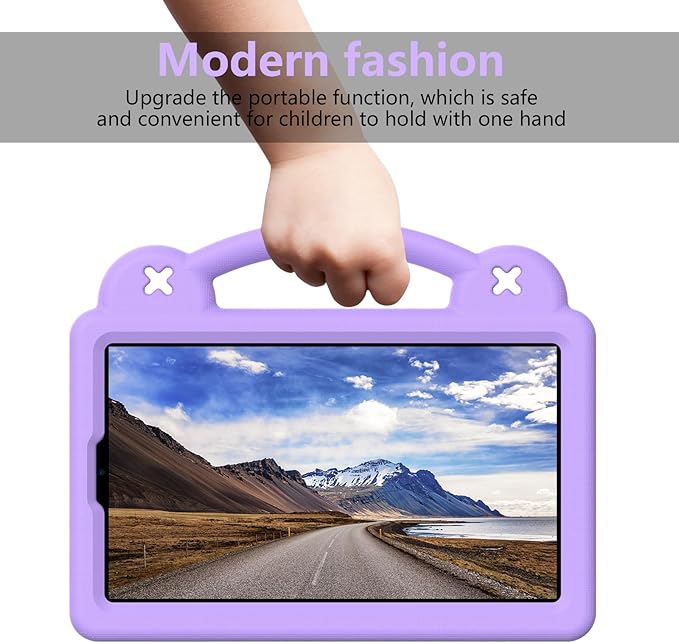 AKABEILA Compatible with Honor Pad X7 8.7 inch 2025 Tablet Case, Kids Friendly Universal Lightweight Shockproof Protective Case with Shoulder Strap & Stand Handle Light Purple