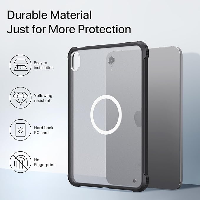 Case for iPad mini A17 Pro, iPad mini 6 case, Compatible with Magsafe, Clear Back with TPU Frame, Slim Lightweight Protective Case for 8.3“ iPad mini (Black)