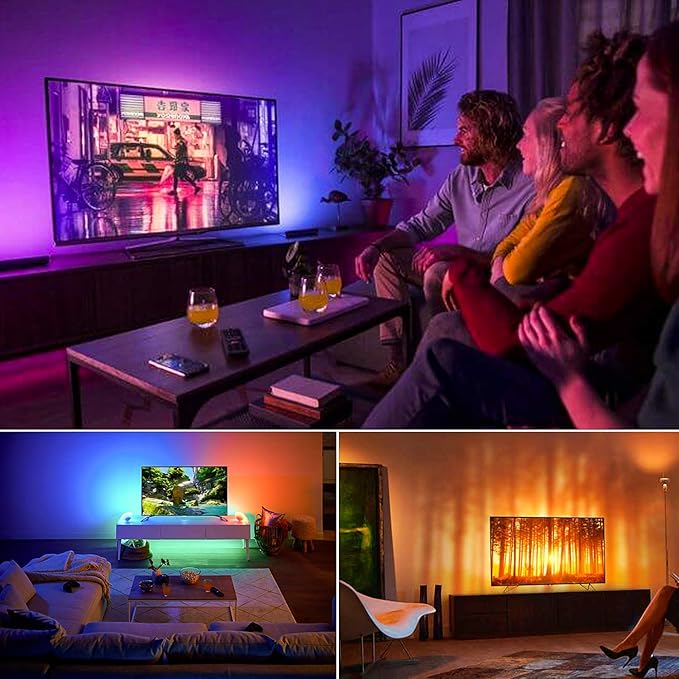 BASON LIGHTING LED TV Backlight,Bason Strip Lights with Remote for 75-82in TV, 4096 DIY Color Changing Lights, SMD 5050 LEDs TV Bias Lighting with Power Supply, Upgraded, Ultra-Long, for TV.