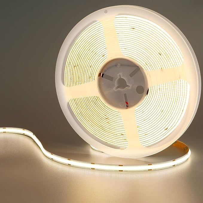 16.4FT/5M COB Flexible LED Strip Light DC12V/24V 528leds/m Bendable Tape (12V, Natural White)