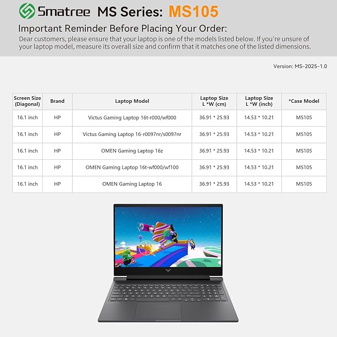 Smatree MS105 Hard EVA Protective Sleeve Case with Stand Compatible for 16.1 inch HP OMEN Gaming Laptop 16z/16t/16, for 16.1 inch HP Victus Gaming Laptop 16t/16
