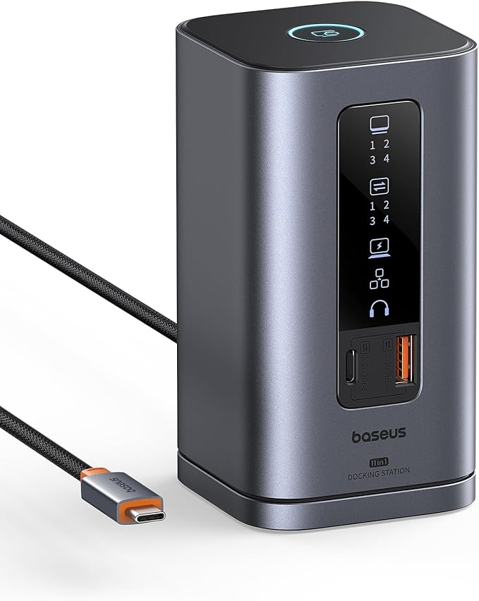 Baseus Spacemate Docking Station, 11-in-1 USB-C Dock for Windows Laptop, Triple Display with 4K HDMI & DP, 10Gbps USB-C & USB-A, Ethernet, Audio, 100W PD Charging for Dell HP Lenovo Acer and More
