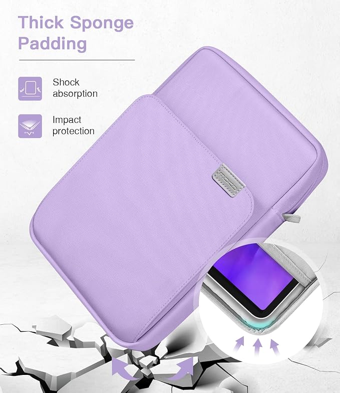 MoKo 9-11 Inch Tablet Sleeve Bag Handle Carrying Case with Shoulder Strap Fits iPad Pro/Air/A16 11 inch,iPad 10th 10.9,i-Pad 9/8/7th 10.2,iPadAir 5/4th 10.9,i-Pad 9.7,Tab S8/S9 11", Purple
