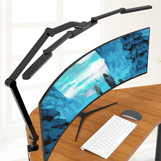 EPABINA LED Desk Lamp with Clamp, 41.5" Clamp on Architect Desk Lamp for Home Office, 24W Bright Tall Computer LED Table Light Adjustable Overhead Clip on Office Lighting for Work Craft
