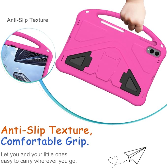 Kids Case for Samsung Galaxy Tab S11 Ultra 2025 14.6" Tablet, Techcircle Light Weight Shock Proof EVA Foam Handle Rugged Stand Protective Case, Rose