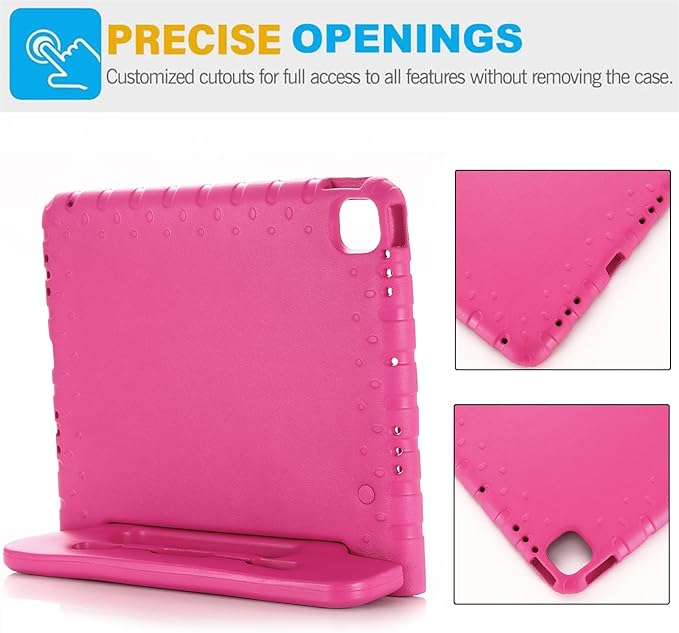 Kids Case for iPad Air 13-inch M3/M2 & iPad Pro 13 inch Case M5/M4 (2025/2024) with Pencil Holder/Kickstand Lightweight Convertible Handle Stand EVA Shockproof Rugged Protective Cover, Rose