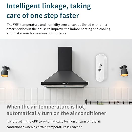2 Pack WiFi Temperature Humidity Sensor Smart Hygrometer Thermometer Sensor with APP Remote Monitor and Alert High Precision Indoor Thermometer No Hub Required, Compatible with Alexa Google Assistant