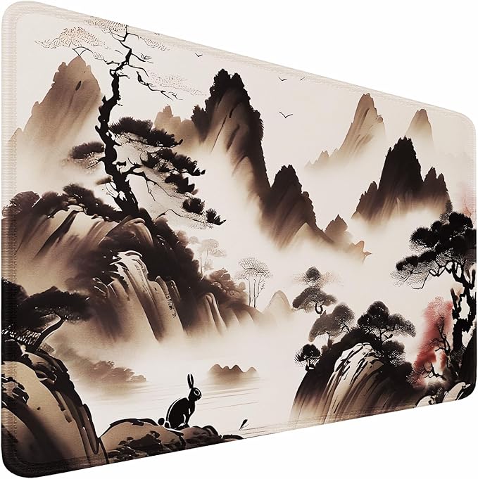 Mousepad, 31.5x15.7 inch Large Extended Gaming Computer Keyboard Mouse Mat, Water Resist Non-Slip Mousepad Rubber Base Long XXL Mouse Pad for Work & Gaming, Office & Home, Landscape Painting