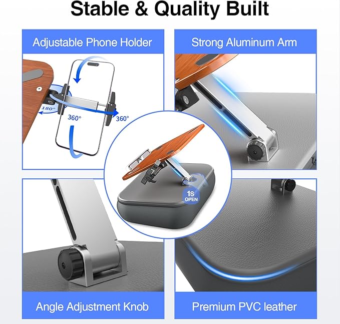 Height & Angle Adjustable Laptop Lap Desk, Laptop Desk with Cushion, Fits up to 16 inch Laptops & Tablet, Bean Bag Pillow Stand, Lap Desks for Home, Office, Bed, Couch, Desk, Car and Recline